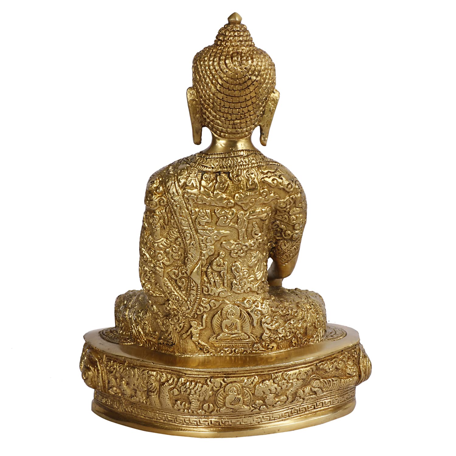 ARTVARKO Brass Buddha Statue in Medicine Mudra Life Story Hand Carved Home Decor Chinese Tibet Buddhism Big Idol for Home Decoration Height 9.5 Inches