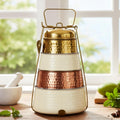 Elan Dabbahs and Days Lunch Box for Office use | Stainless Steel| Easy to Carry | Four Compartment Tiffin Box for School, College, Party, Picnic,Travel (Golden Color/Copper Color/Off White)