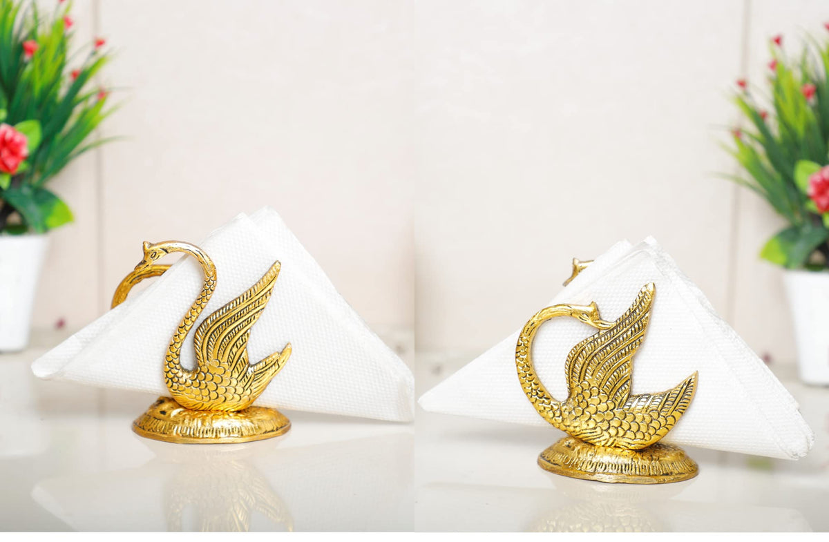 KridayKraft Metal Swan/Duck Shape Napkin Holder,Tissue Paper Holder for Dining Tableware 2 pcs Set,Animal Showpiece Saras Metal Statue for Table Decor & Gifts Article...