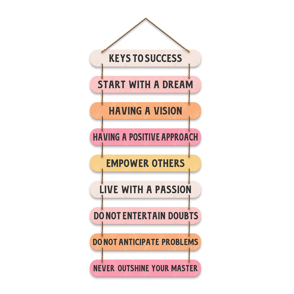 Artvibes Keys to Success Quotes MDF Wood Wall Hanger Ornaments | Quotes Decor Item | Motivational Wall Decor | Wall Accent | Graphic Art | Gift Items | Office Wall Decoration Items (WH_9321N)