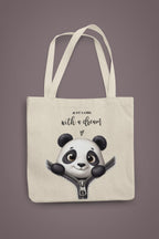 stilotee Cotton Tote Bag for Women | Reusable Eco Friendly Canvas Shopping Bag | Lightweight Foldable Carry Bag for College, Office & Travel (Western, panda)