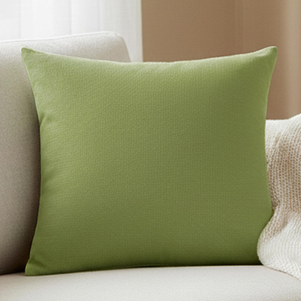 Yellow Weaves Cotton Canvas Decorative Cushion Covers, (16 X 16 Inches), Set of 1, Olive Green