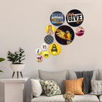 Artvibes Never Apologize For Who You Are Round Shape MDF Wooden Wall Decor Items | Quotes Decor Item | Wall Poster | Office Decor | Wall Art Print | Artworks Hangings | Gift Item (WPS_103N), Set of 11