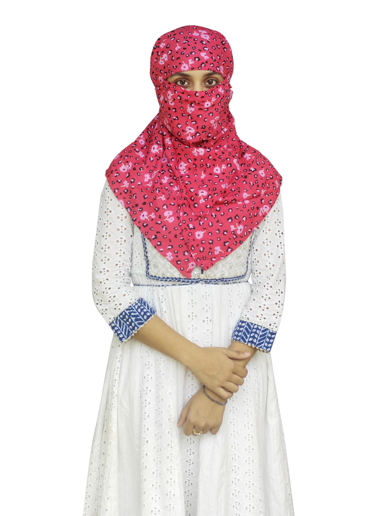 Switchon Rayon Anti Pollution Full face Tie Dye Scarf UV Sun Rays Protection Hijab scarf for women and Girls (Red_Black)