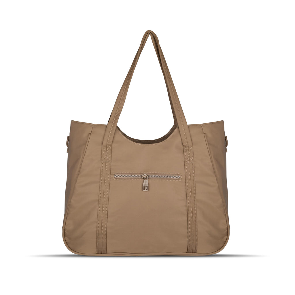 Women’s Tote Bag with Zipper & Adjustable Shoulder Strap – Lightweight Large Handbag for Work, Travel & Daily Use (BROWN)