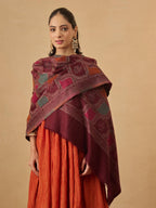 Pashmoda Women Floral Geometry Kaani Wool Blend Stole (Size : 28x80in, 71X203cm) AVST09