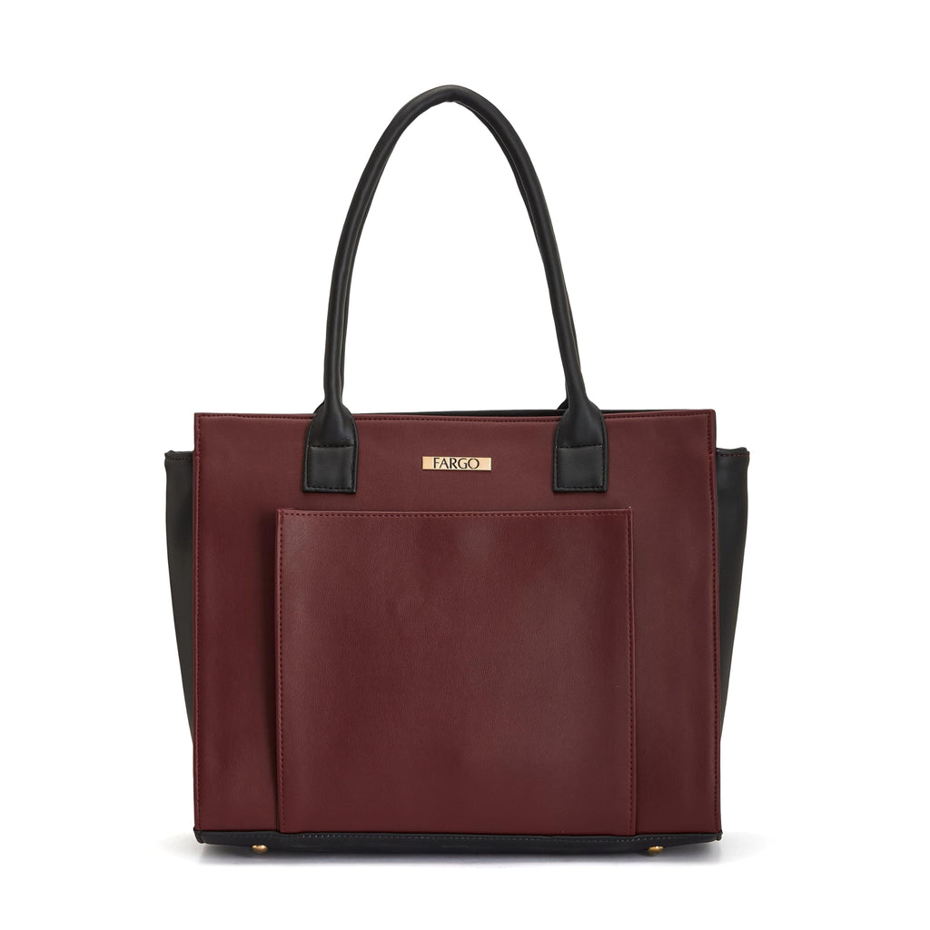 Fargo Amara Vegan Leather Tote Bag for Women | Laptop Compartment, RFID Pockets, YKK Zipper, Large Office Handbag | Shoulder Bag for College & Daily Use | Made in India (Maroon)