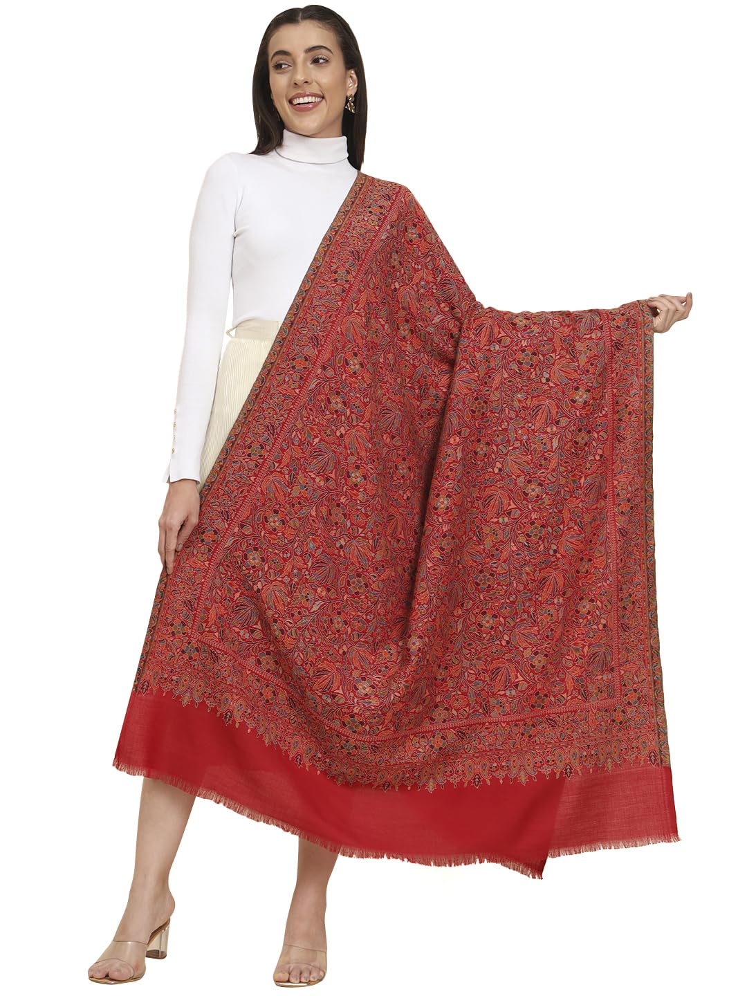 Pashmoda Women Gul-e-meher Kaani Wool Shawl (Size 101X203 CM)