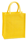 H&B Jute Lunch Bag - Lunch Bag, Men's & Women's Travel Tote - Zip, Bottle Holder - Solid Colors (Yellow)