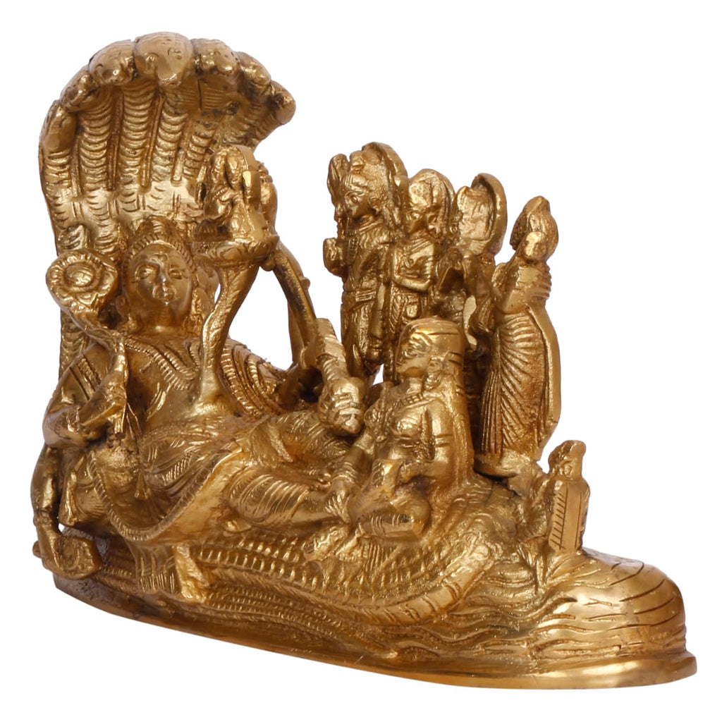 ARTVARKO Vishnu Parivar (Vishnu, Shiv, Brahma, Laxmi, Saraswati, Yama, Garud, Narad, Naag Devi) Brass Idol Showpiece L8xB3 xH3 Inches