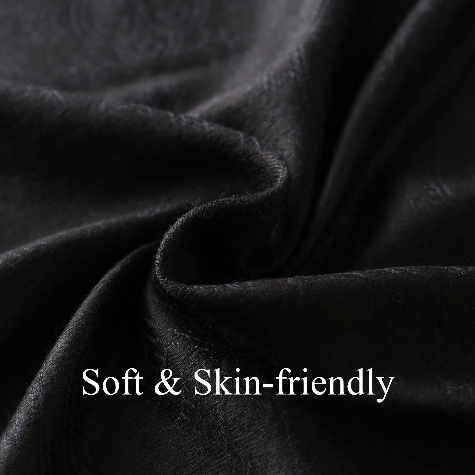 Ciormis Two Tone Silky Paisley Pashmina Shawl Scarf, Soft Women's Rave Jacquard Pashminas Wrap Scarves, N#. Black Paisley, 79*28