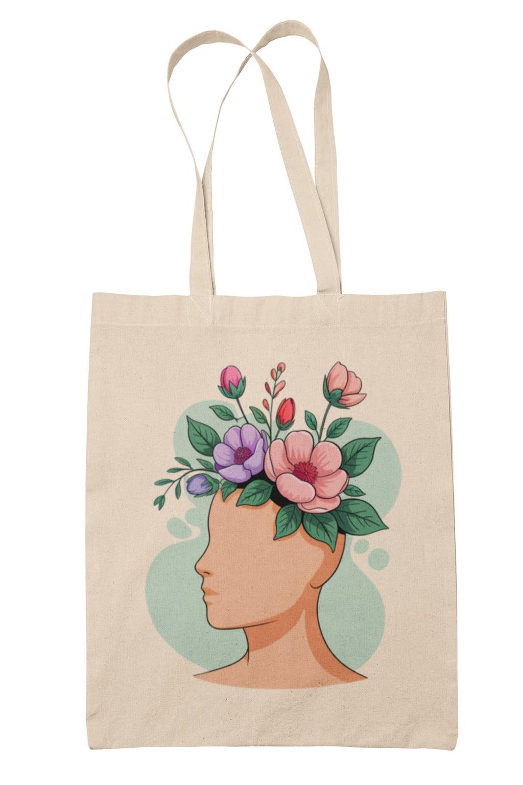 Kalaa Lifestyle Canvas Tote Bag for Women | Premium Cotton Shopping Bag | Eco-Friendly Shoulder Tote for Office, College, Travel & Daily Use and Gifting (The Flower Lady)