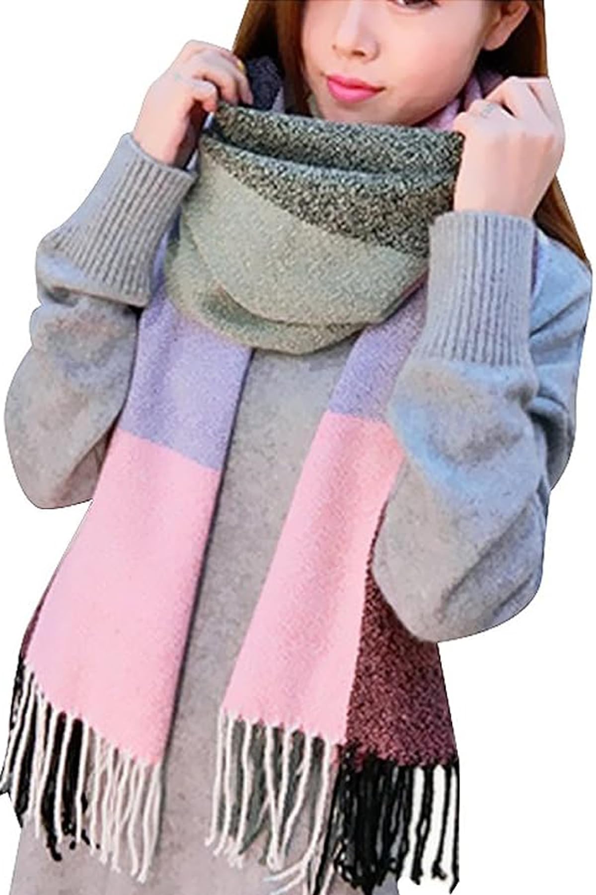 Loritta Womens Scarf Fashion Long Plaid Shawls Wraps Big Grid Winter Warm Lattice Large Scarves Gifts