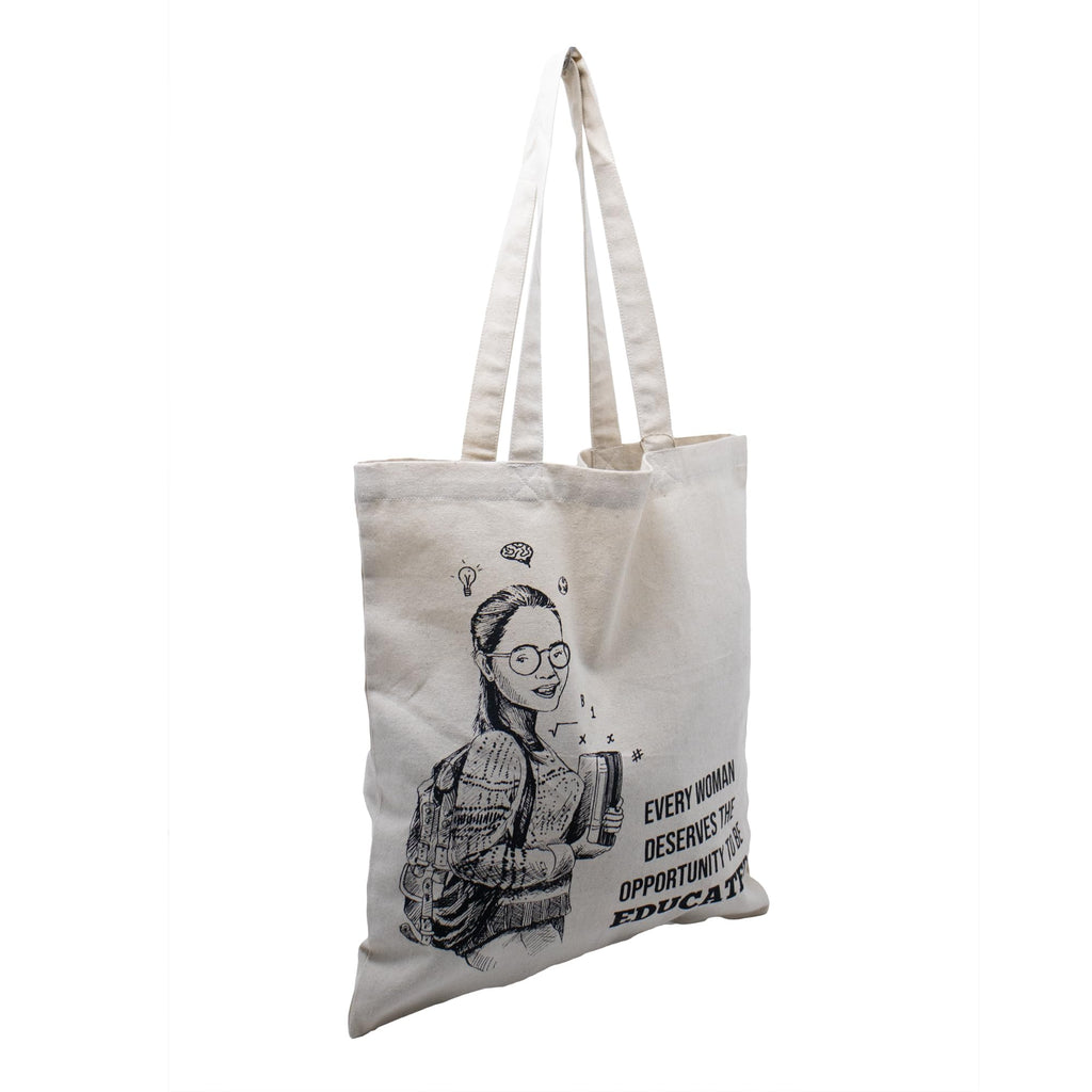 Vivaan Lifestyle Cotton Tote Bag | Reusable Fabric Carry Bag for Shopping Office Travel & Groceries | Lightweight Multipurpose Cotton Tote with Soft Handles | Off White