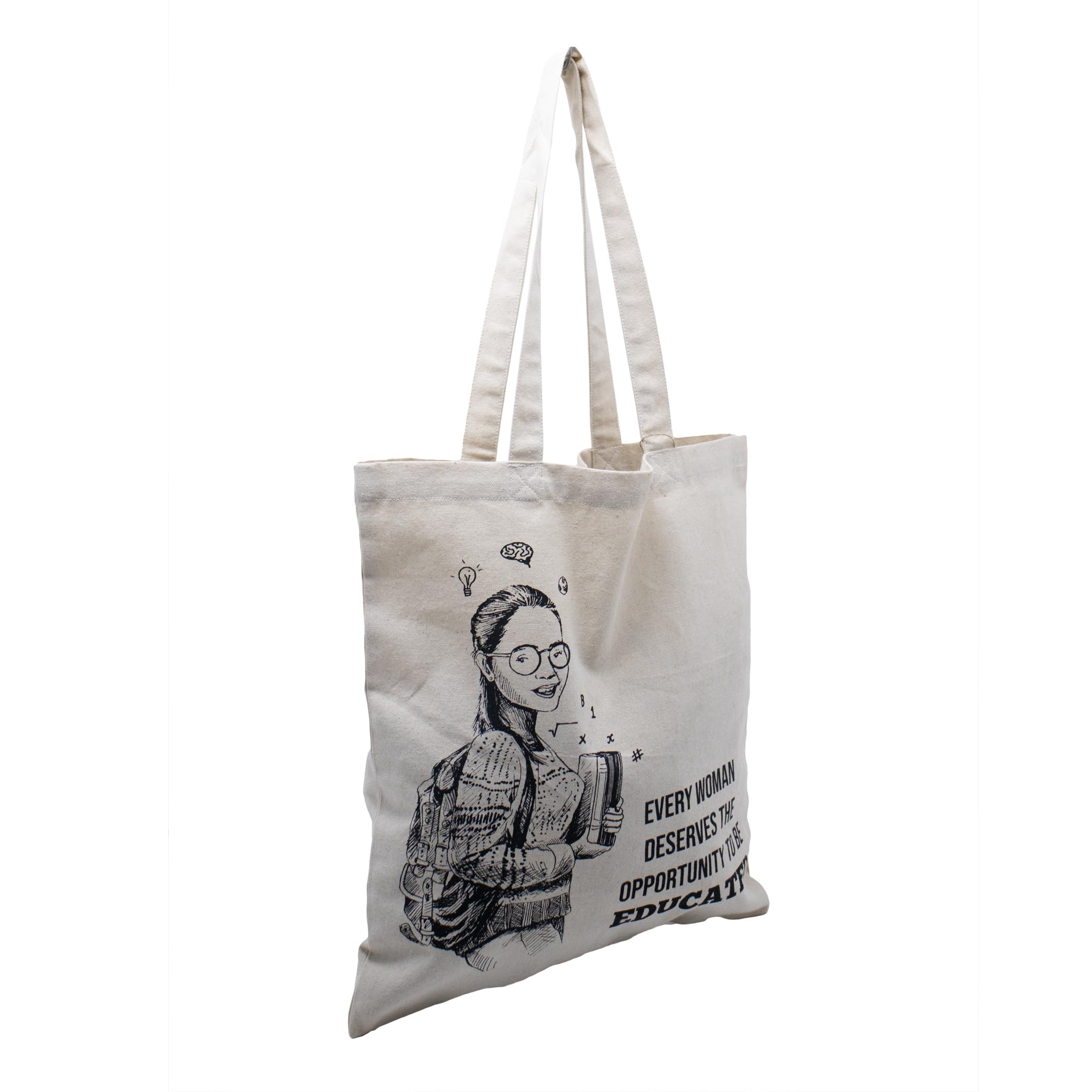 Vivaan Lifestyle Cotton Tote Bag | Reusable Fabric Carry Bag for Shopping Office Travel & Groceries | Lightweight Multipurpose Cotton Tote with Soft Handles | Off White