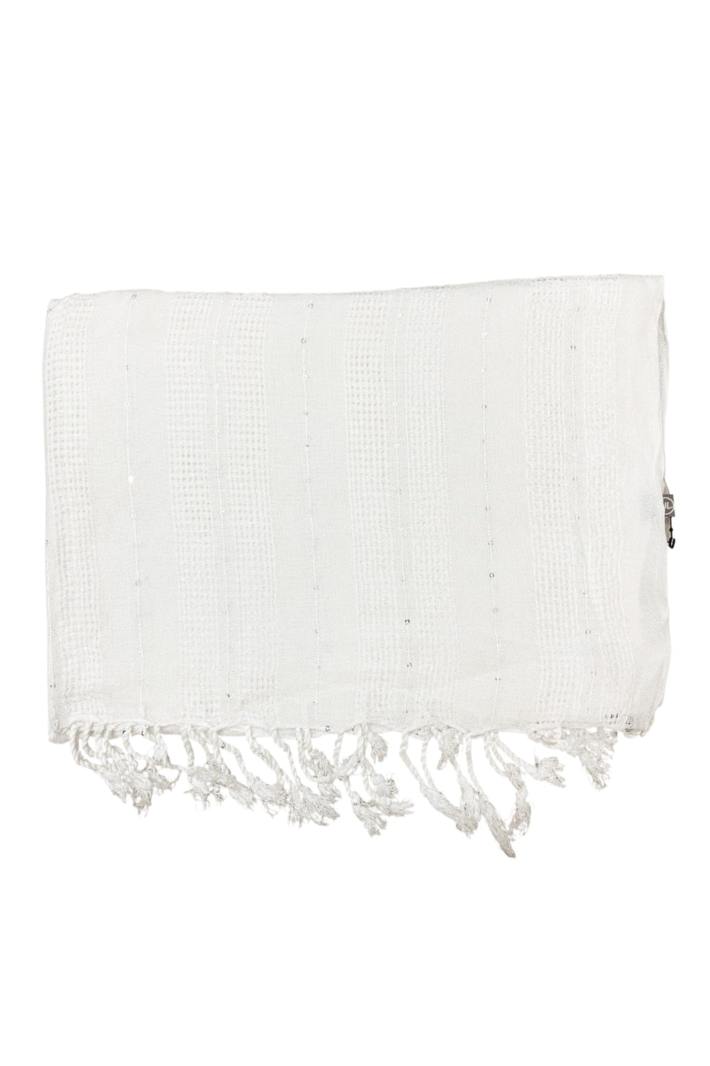 URBAN LADIIIZ Solid Sequin Stole with Tassels for Women & Men – Soft Lightweight Rayon Fabric | Available in 10+ Colours (WHITE)