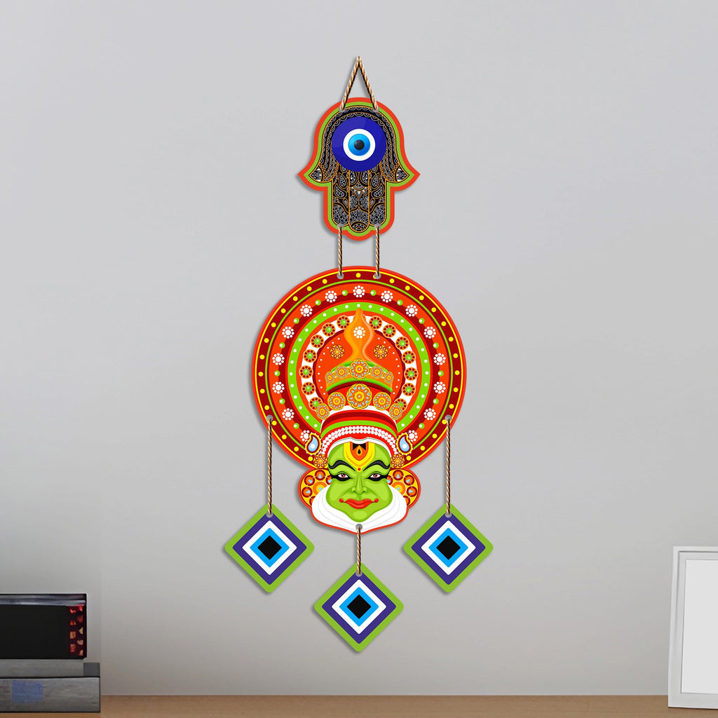 Artvibes Kathakali Face Evil Eye Wall Hanging for Home Entrance Decor | Traditional Kerala Art Wall Decor with Nazar Battu Protection and Positive Energy Vastu Gift (WH_85149N)