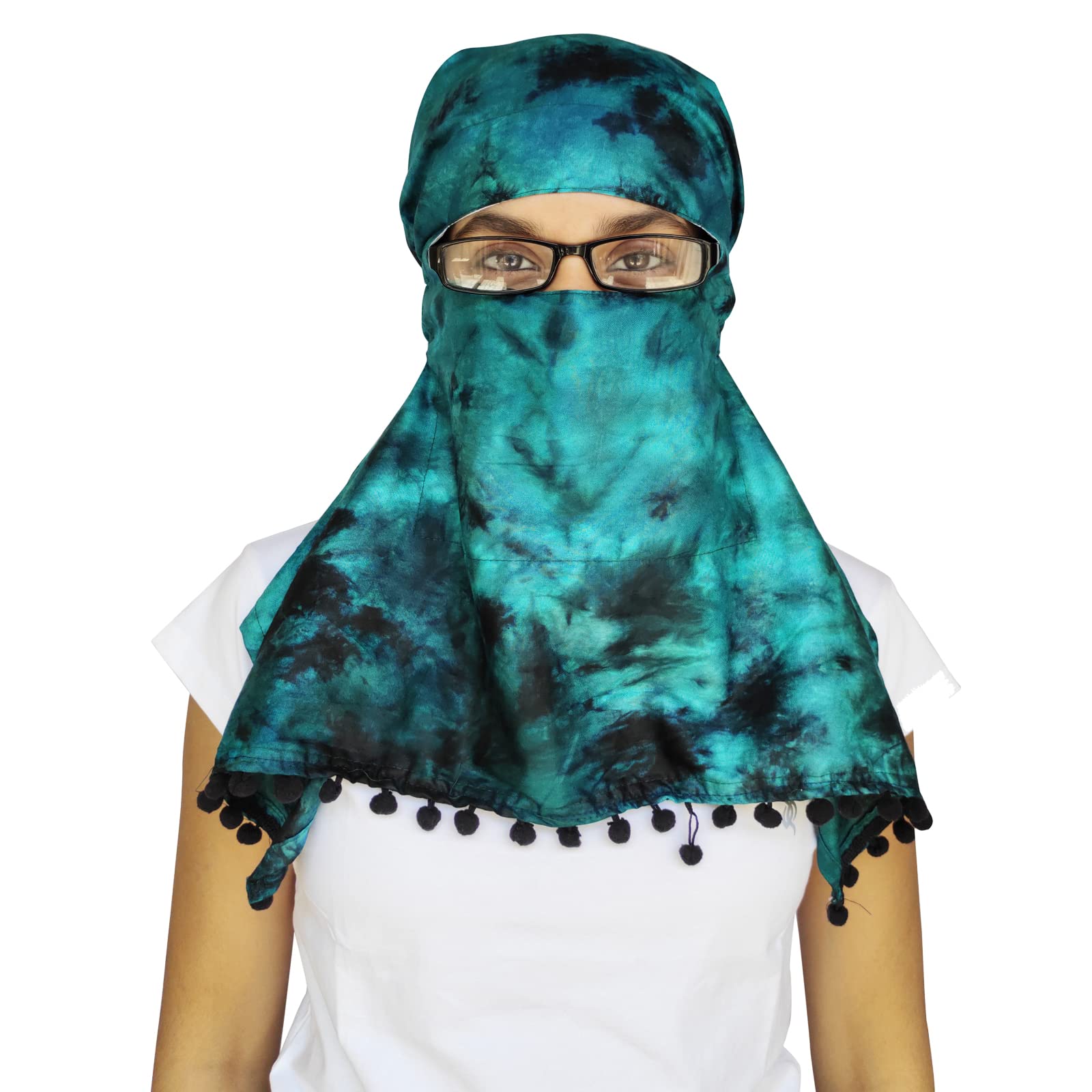 Switchon Rayon Female Tie Dye Innovative Scarf For Women With Closer 3 Inch Hook And Loop Tape Size Adjustable (Green)