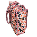 Bazaar Bhoot Edition Premium Cotton Quilted Shopping Tote Bag - Multipurpose Long Lasting Foldable Reusable Bag with zipper for Shopping, Travel & Daily Use - Made in India (Foral Black)