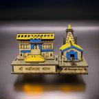 HaridwarDivine Kedarnath & Badrinath Wooden Souvenir Small Two of Chaar Dham Temple Decorative Showpiece MDF Pine Wood Beautiful Work for Temple, Car Dashboard, Living Room, Home Decor