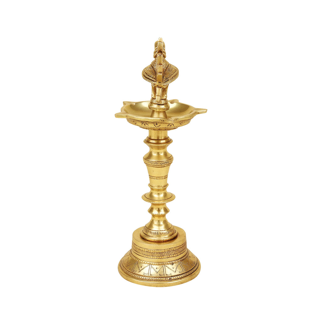 Artvarko Brass Bird Traditional Peacock Multiwick Diya Oil Lamp Table Decor with Stand for Home Diwali Puja Gift Temple Showpiece 11 Inch