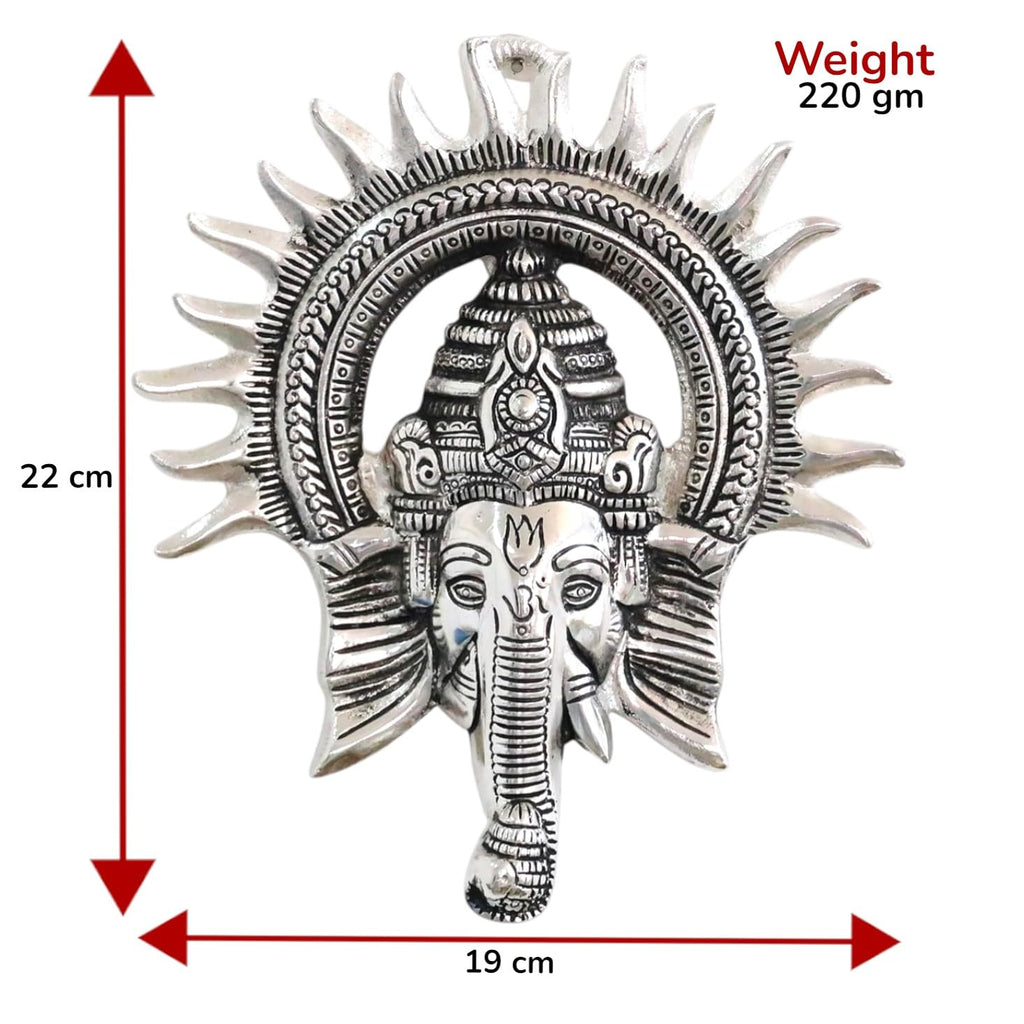 Metal Ganesha ji Statue,Ganpati Wall Hanging Sculpture Lord Ganesh Idol Lucky Feng Shui Wall Decor Your Home, Office,Religious Gift Article (Silver)