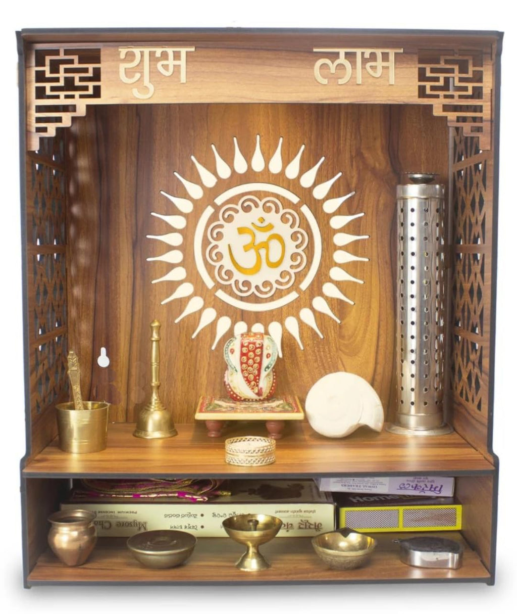 Aquatic Craft Pine Home Temple Pooja Mandir, 20 Cm, 42 Cm, Brown