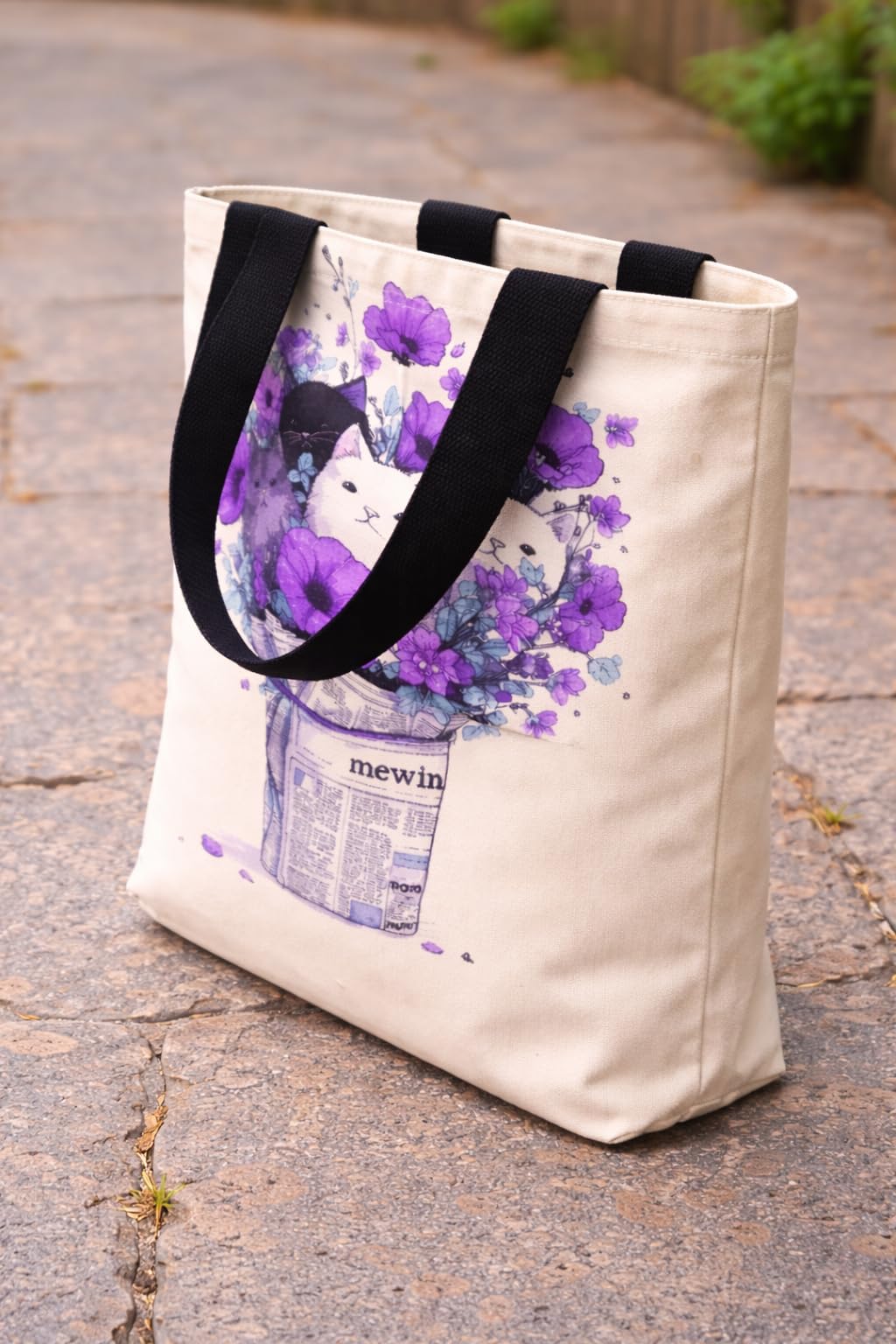 THE SACK CO. Large Canvas Tote Bag for Women, Tote Handbags for Women with Zipper & for College, Shopping, Office (tsc-Cat-pur-nws-hb-001)