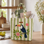 The Purple Tree Tropical Toucan Tote Bag for Women | Summer Beach Canvas Beach Tote | Travel Carryall, Shopping Bag, Vacation Tote | 40 x 43 cm