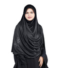 Mehar Hijab's Glamour in Modesty Fazluna Sigle side Frill Hijab XL (XXL, BLACK)