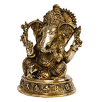 ARTVARKO Big Brass Mangalkari Ganesha Sitting Big Ear Ganesh Bhagwan Statue for Home Entrance Decor Ganpati Idol Murti Marriage Gift Good Luck Success Diwali Festival Puja 11 Inches