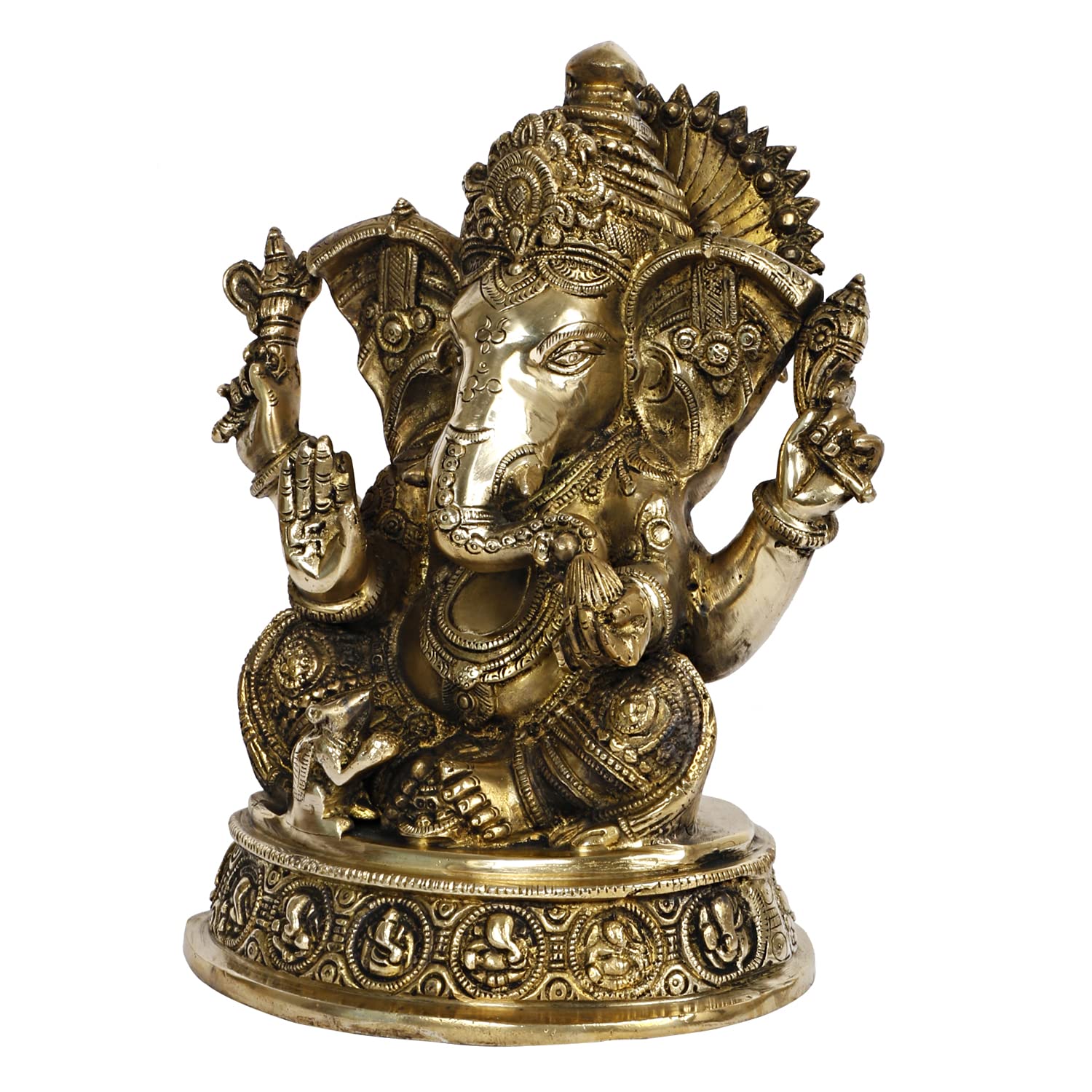 ARTVARKO Big Brass Mangalkari Ganesha Sitting Big Ear Ganesh Bhagwan Statue for Home Entrance Decor Ganpati Idol Murti Marriage Gift Good Luck Success Diwali Festival Puja 11 Inches