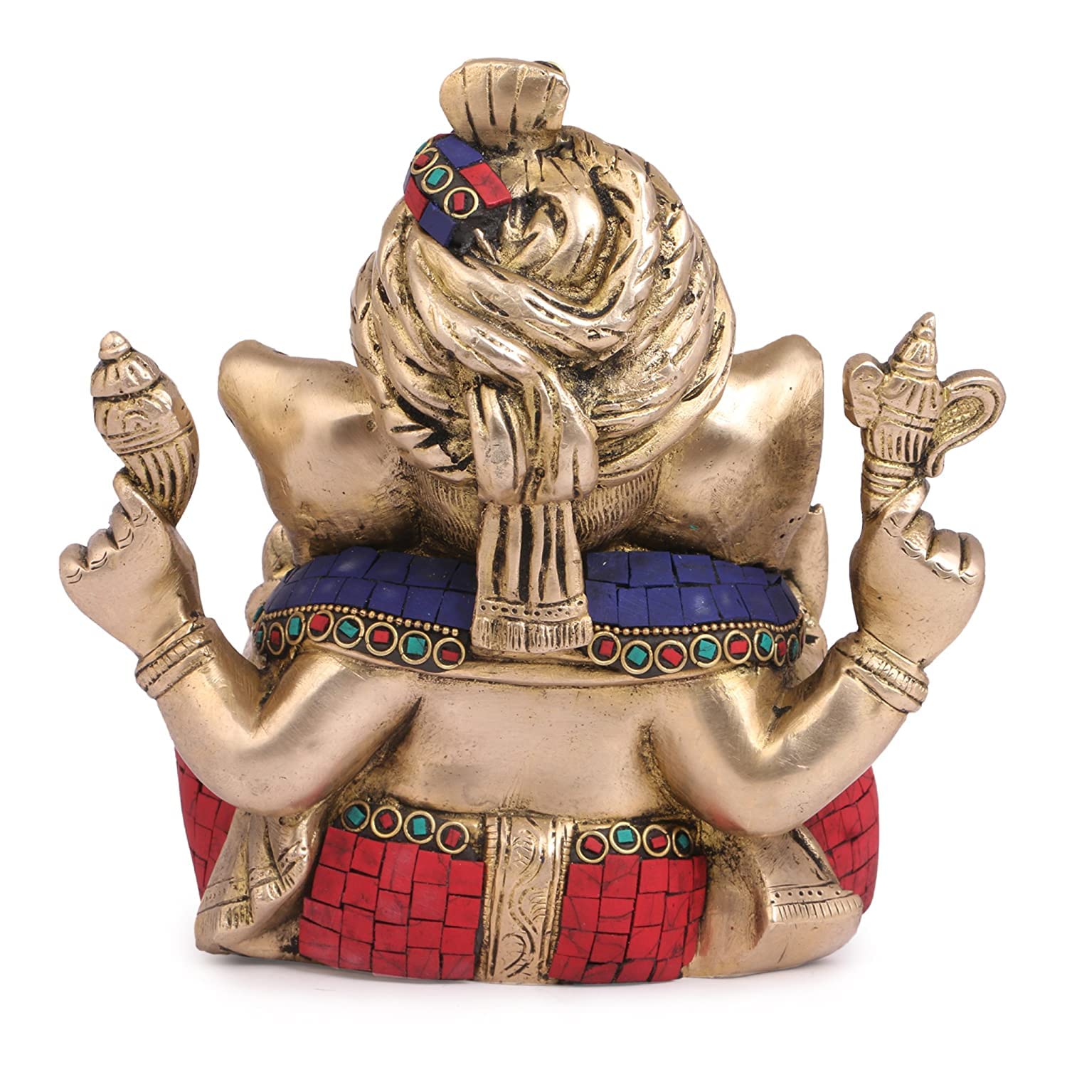 SVARUP Brass Ganesha Idol for Home Decoration Ganpati Statue Murti for Gift Height 8 Inch Weight 3.4 Kg Color Multicolor