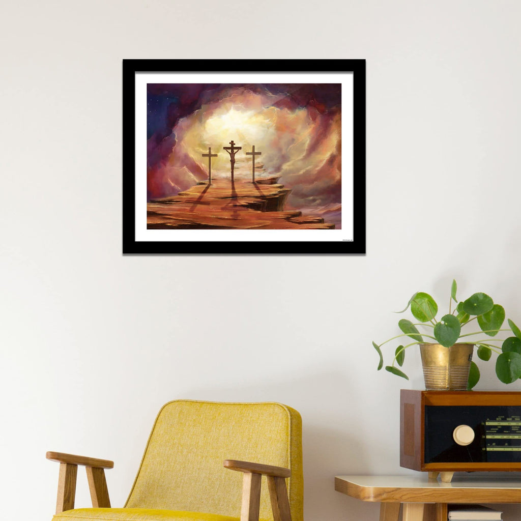 VIBECRAFTS Jesus God on Cross Premium Wall Frame Painting Digital Reprint Posters with Synthetic Wooden Frame Home, Office Decorative Gift Item(15 inch x 12 inch)(PFVC1Pcs2H_402)
