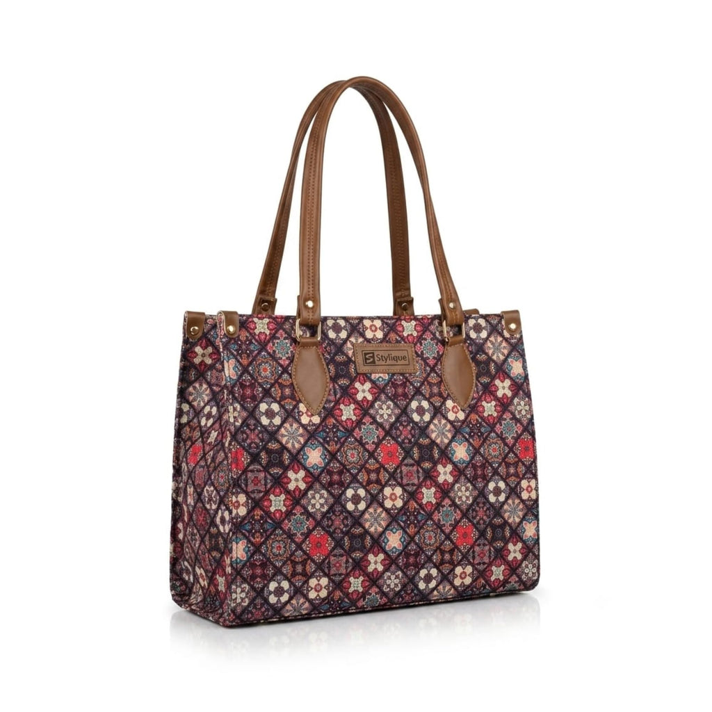 Stylique Premium Jute Tote Bag for Woman | Big Size Hand Bag for Women | Tote Bag with Zipper| Stylish Shopping Bag for Women with Spacious Storage - 14 Inches (Brown)