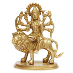 ARTVARKO Pure Brass Durga Maa Sherawali MATA Rani Murti Sitting on Lion for Navratri Puja Home Décor Gift 5.5 Inch