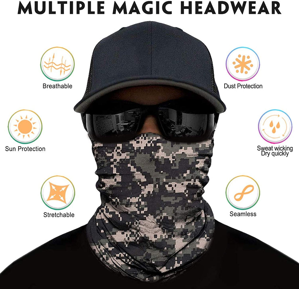 KETKAR Sun UV Protection Face Cover Scarf Mask Neck Gaiter Breathable Windproof Bandana_Free Size(Pack Of 09)