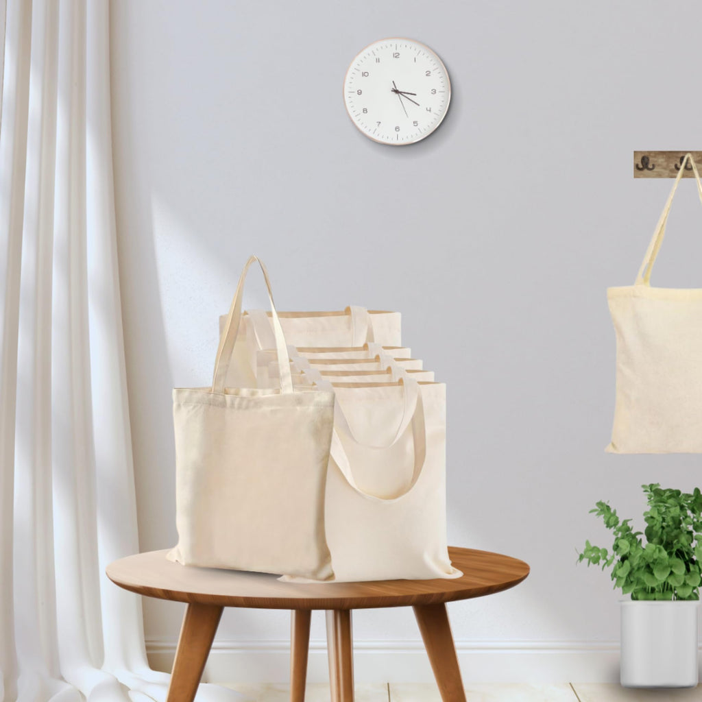 IVILLAGE Unisex Durable And Reusable Tote Bags 100% Cotton Shopping Bag - Multipurpose Designer Bag Compact, Lightweight & Eco-Friendly Sturdy Bag - 7 Kg Capacity (Pack Of 25)