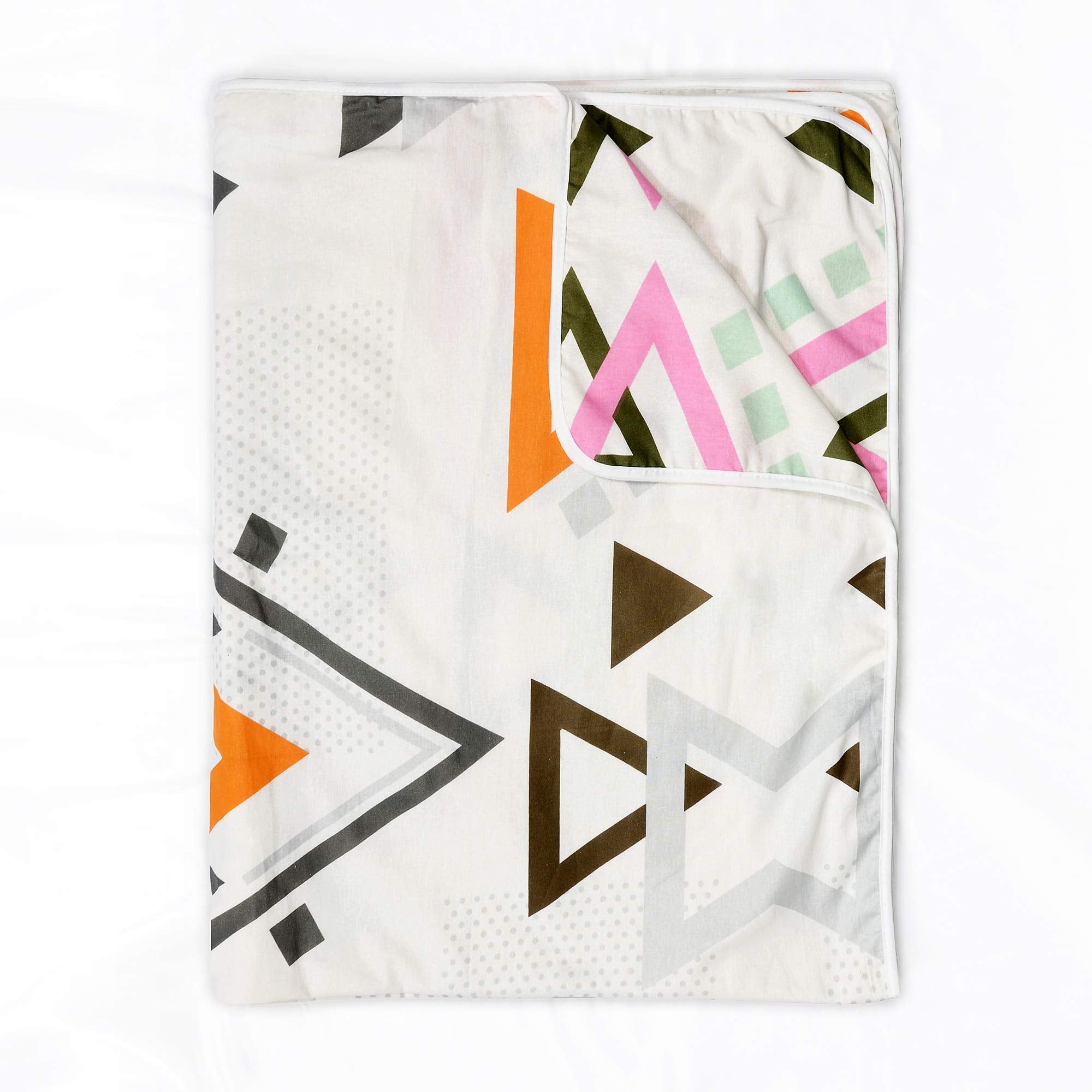 Divine Casa Glace Cotton 120 GSM Ultrasoft Reversible Lightweight Printed Double Bed AC Dohar Blanket for Mild Winter - (Orange and Pink, 205 x 220, CM)| TC - 120 Kafalo