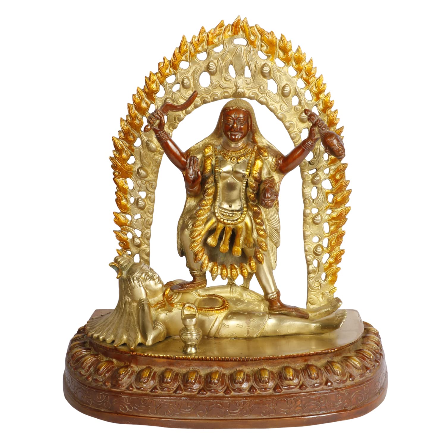 ARTVARKO Maa Kali Statue Brass Kalika Kaali with Shiva Idol Temple Puja Sculpture (LxBxH in Inches 11x5.5x12, 6.2 Kg)