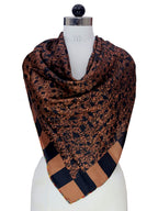 leeza store Women's Silk Scarf For Women, Rusty Brown/copper, 40X40, Artistic Abstract Digital Print, Lightweight Stylish Stole & Neck Wrap