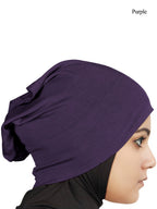 MyBatua Women's 2-Piece Al-Amira Hijab with Under Scarf/Cap/Bonnet in Soft Viscose Jersey, Ready to Wear HJ-129 (Purple)