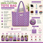 PShomes Large Cotton Tote Bag 18x18 Inches – 100% Cotton Shoulder Bag with Inner Pocket | Reusable Eco-Friendly Carry Bag for Laptop, Shopping, Travel & Daily Use (Purple-BLOCK)