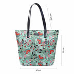 Aquatan Floral Green Vegan Leather PU Tote Bag – Spacious, Sturdy Handbag with Zip Compartment for Office & Travel