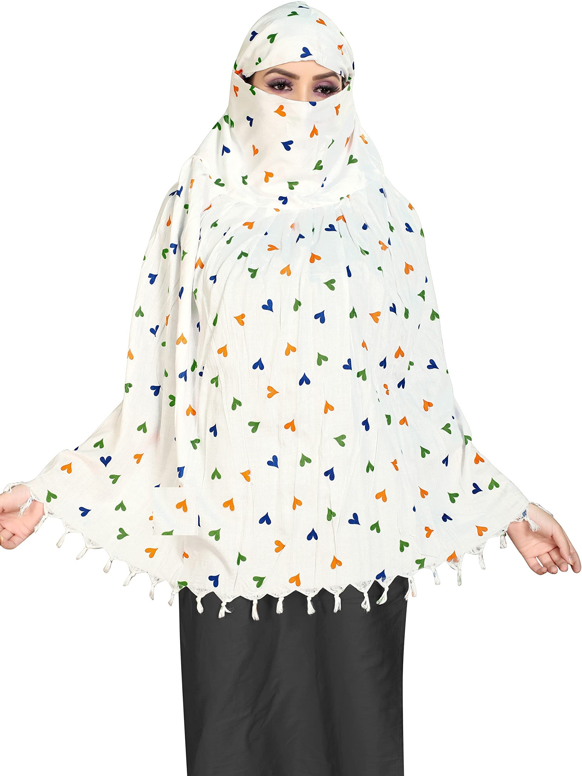 VASTTRAM Women's Pure Cotton Long Scarves Female Scarf Cum Mask Usable For Driver Anti Pollution Full Face Cover With UV Sun Rays Protection, White