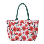 AQVA Cotton Canvas Tote Bag for Women with Side Pockets| Trendy Stylish Multipurpose Handbag with Zipper | Shoulder Bag for Shopping, Travel and Work | Carnation, Red