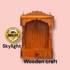 Skylight Wooden Temple Wall Mount, Traditional Design with Storage Drawer, Brown