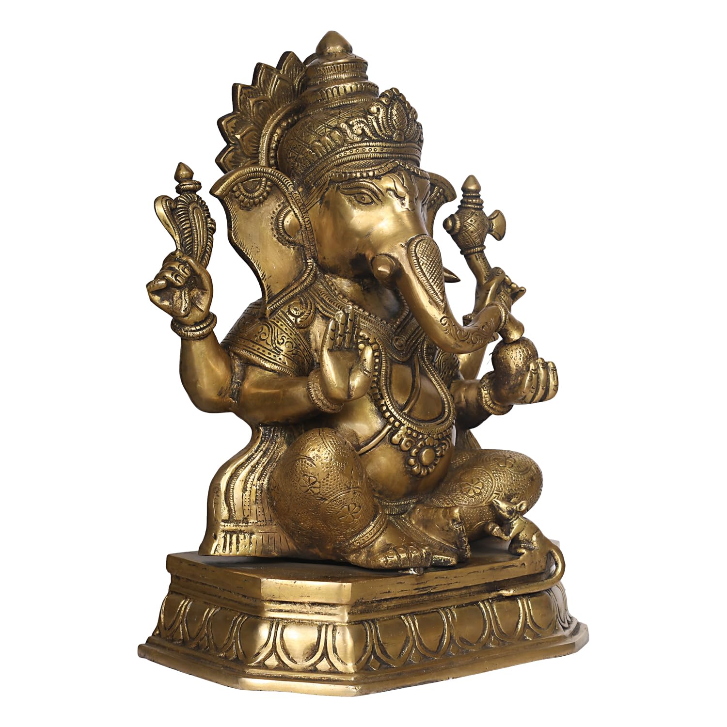 ARTVARKO Big Brass Ganesh Bhagwan Idol Ganesha Statue Ganpati Murti for Home Entrance Decor Diwali Gift Height 15 Inch