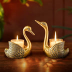 TIED RIBBONS Pack of 2 Swans Tea Light Candle Holder (Aluminium) | Decorative Candle Stand for Home Décor, Living Room & Gifting | Decoration Item for Home, Gifts for Friends and Family