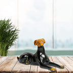 ARTVARKO Brass Sitting Dog Statue Animal Vastu and Feng Shui Alert Watching Dog for Wealth and Good Luck (9 Inch Black Gold)
